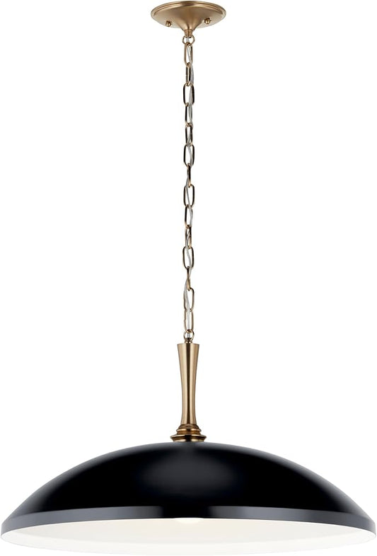 Kichler Delarosa 1-Light Pendant, Updated Traditional Light in Black and Champagne Bronze, Sloped Ceiling Compatible, for Your Kitchen, Dining Room or Hallway (12.75" x 24.25"), 52637BK