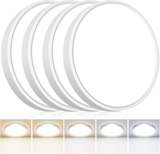 hepside LED Flush Mount Ceiling Light, 13Inch 24W LED Ceiling Lights Fixture,5 Color Temperatures in One,Ultra-Thin Flush Mount Light Fixture for Closet Bathroom Hallway Bedroom Laundry (White)