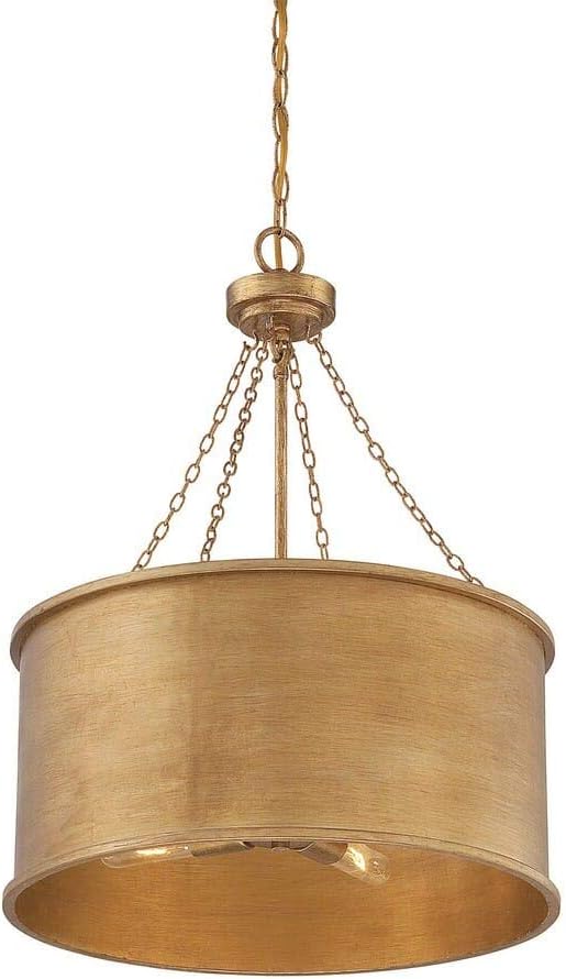 Savoy House 7-487-4-54 Rochester Traditional Industrial Bohemian Metal Drum Pendant, 4-Light 240 Total Watts, 27" H x 19" W, Gold Patina