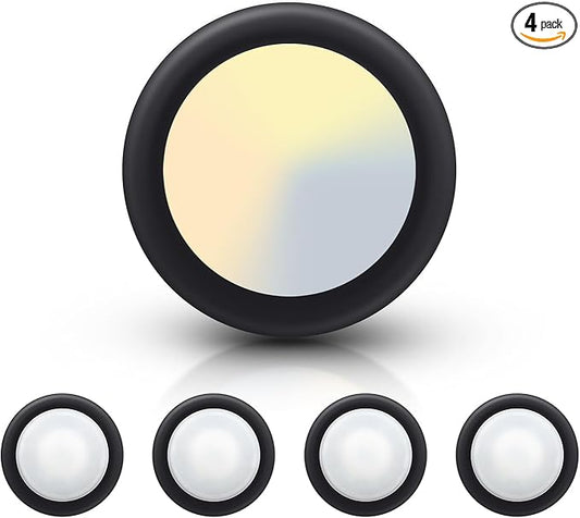 ECOELER Dimmable LED Disc Light, 3000K/4000K/5000K Selectable Surface Mount Ceiling Lighting, 16.5W 1100Lm, Black Aluminum Baffle Trim Flush Mount Downlight, ETL-Listed, 4 Pack
