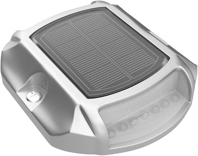 VOLISUN Solar Driveway Lights Dock Deck Lights 4-Pack,2 Colors in 1, LED Solar Powered Waterproof Outdoor Warning Step Light for Driveway Sidewalk Pathway (White/Blue),Auto On/Off