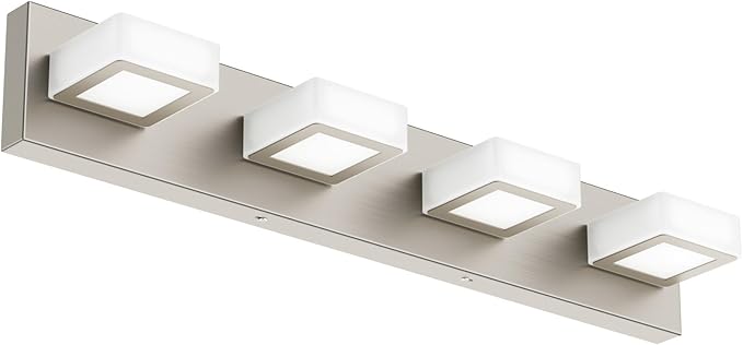 Ralbay Brushed Nickel Vanity Light for Bathroom Metal Acrylic Modern LED Bathroom Light Fixtures Over Mirror