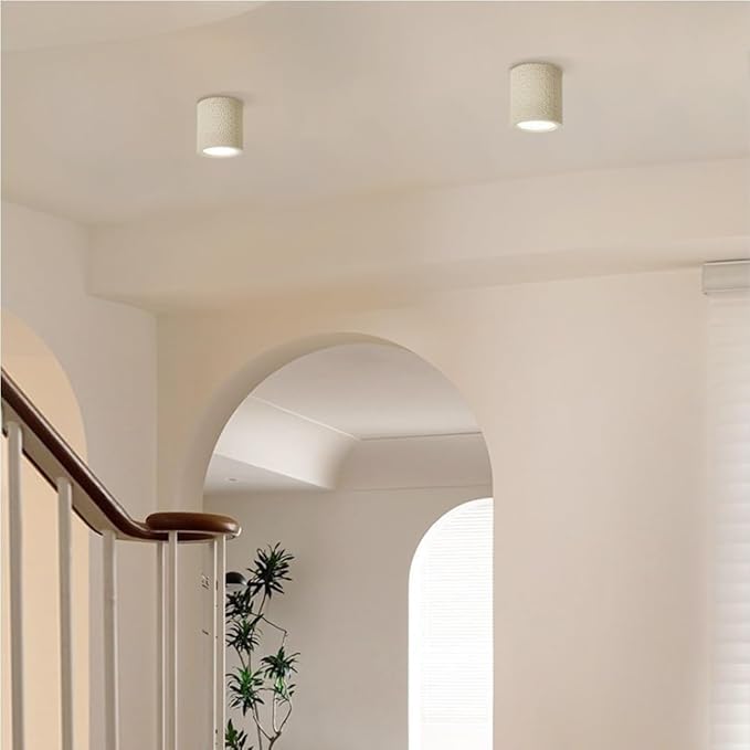 5.5 Inch Mini Nordic Resin Flush Mount Ceiling Light Cream Color Modern Minimalist Downlight Fixture for Bedroom Living Room Kitchen Hallway Restaurant(Beige)