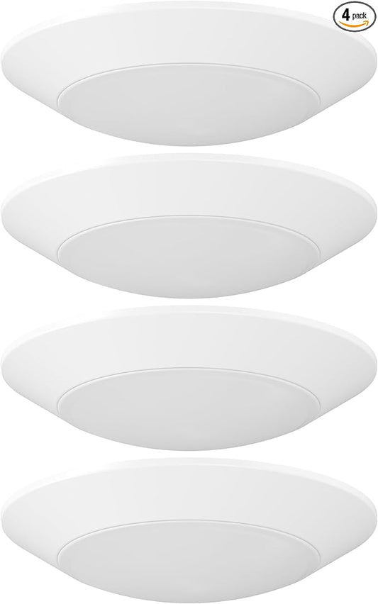 GETINLIGHT 6-Inch LED Disk Lights, Dimmable Surface Mount, 5 Color Temperature Selection, 4-Pack, Matte White, ETL Listed, IN-0301-3-WH-5T