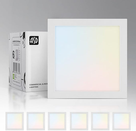 ASD LED 5" Square Flush Mount Light | 10W 740LM 3000-5000K 120V | 3CCT, Dimmable, Ultra Slim, ETL Listed | Thin Surface Lamp, Bedroom Ceiling Lighting | White, 6 Pack