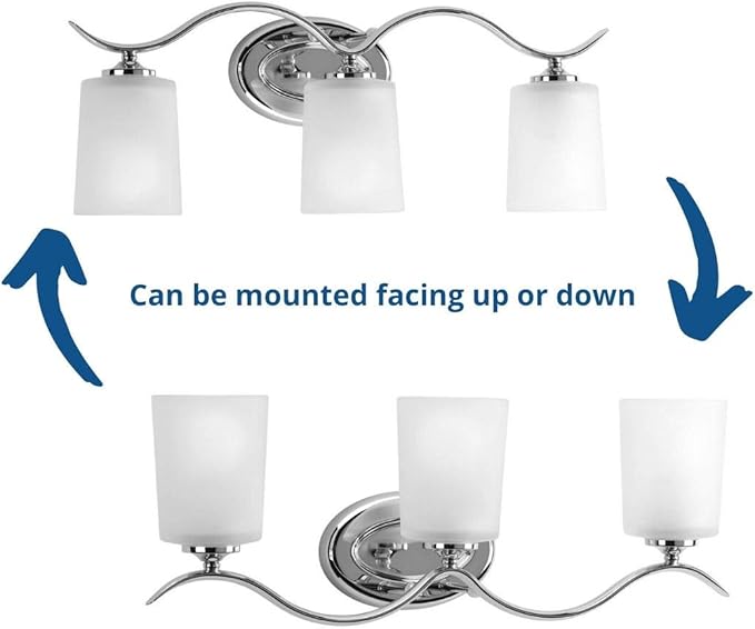 Progress Lighting P2020-15 Inspire Collection Etched Glass Traditional Bath Vanity Light, 3-Light, Polished Chrome