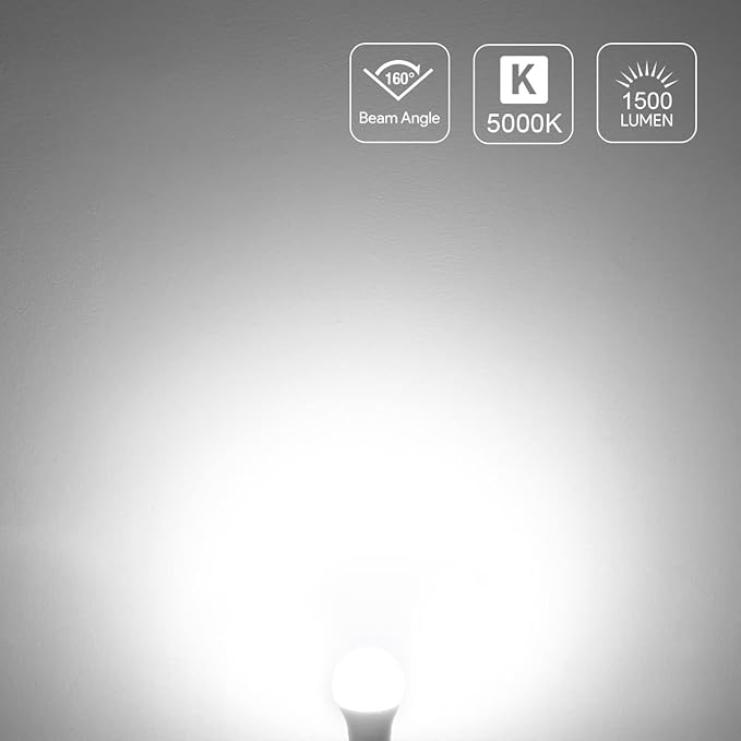 LE 100W Equivalent LED Light Bulbs, 14W 1500 Lumens Daylight White 5000K Non-Dimmable, A19 E26 Standard Base, 10000 Hour Lifetime, Pack of 6