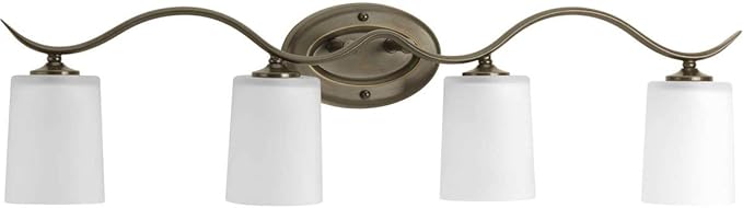 Progress Lighting P2021-20 Inspire Collection Etched Glass Traditional Bath Vanity Light, 4-Light, Antique Bronze