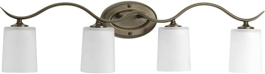 Progress Lighting P2021-20 Inspire Collection Etched Glass Traditional Bath Vanity Light, 4-Light, Antique Bronze