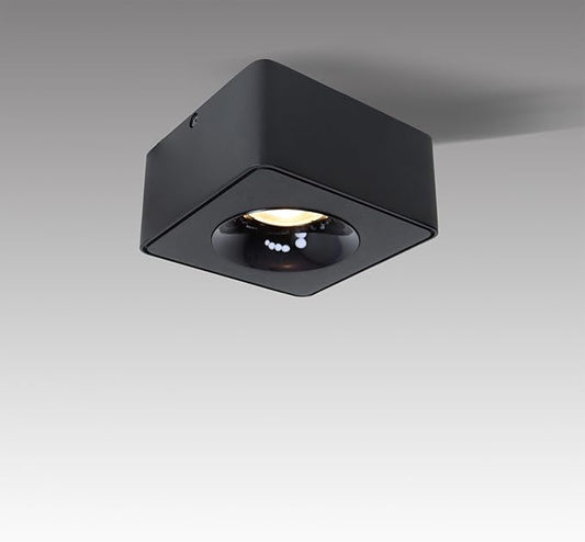 LED Dimmable Square Ceiling Spotlight Aluminum Black Wide 4.61 in Ultra-Thin 2.16 in Downlight Modern Ceiling Mounted Spot Light Fixture for Living Room Hallway Foyer CRI 98 12W 3000K 002