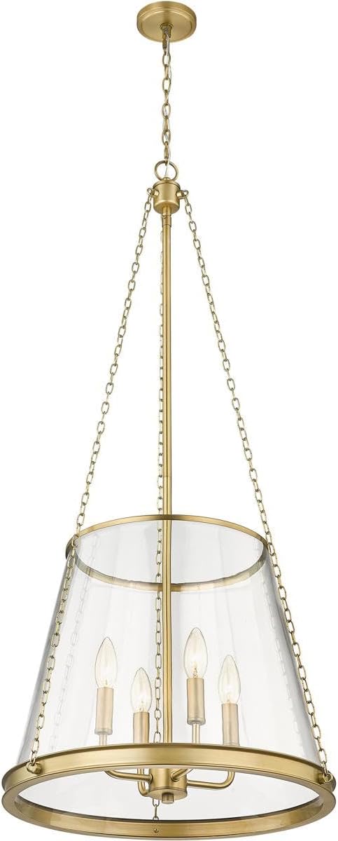 Z-Lite 341P18-RB Prescott Pendant, 4-Light 240 Total Watts, Rubbed Brass