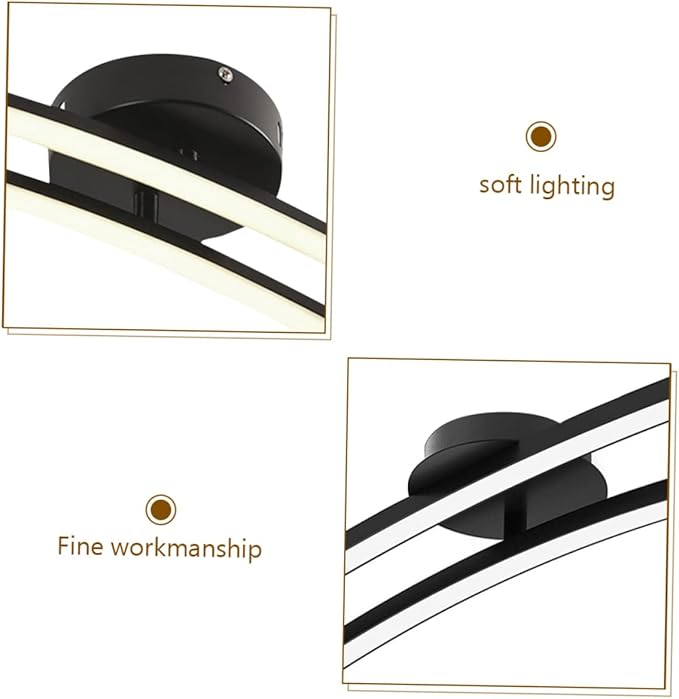 DOITOOL Modern Minimalist Ceiling Mounted Light Fixture Black White Warm Glow for Living Bedroom Kitchen Corridor Easy Installation Decorative Ceiling Lamp