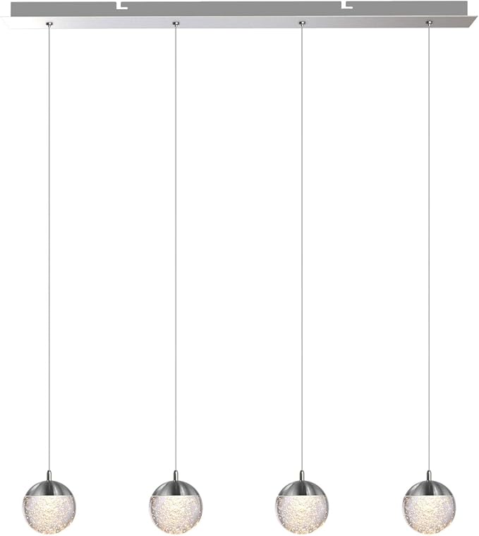 contec development Galaxy 4 Mini Pendant Crystall Ball Lighting Nickel - LED Hanging Light Fixture: Kitchen Island, Bar, Foyer - Cluster Pendants - Dimmable, Adjustable Wire, Lamp Bulb Included