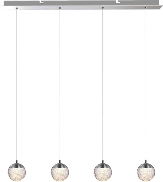 contec development Galaxy 4 Mini Pendant Crystall Ball Lighting Nickel - LED Hanging Light Fixture: Kitchen Island, Bar, Foyer - Cluster Pendants - Dimmable, Adjustable Wire, Lamp Bulb Included