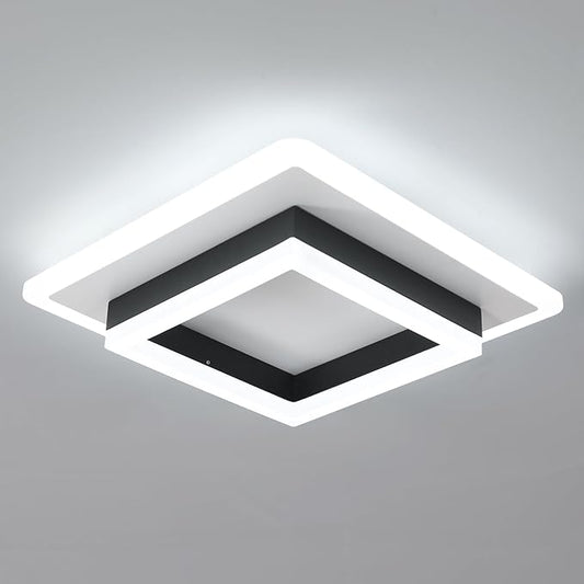 DELIPOP 30W Square Modern LED Ceiling Light, Black Flush Mount Light Fixture, 6500K Cool White Hallway Ceiling Light for Living Room Bedroom Bathroom Kitchen