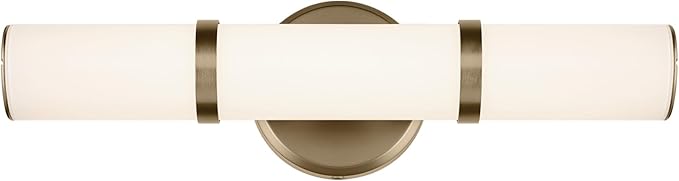 Kichler Rosh 18 in LED Bathroom Vanity Light Fixture with White Glass in Champagne Bronze, Modern Minimalist Bath Bar for Mirror, Dimmable (18 in W x 5 in H), 55187CPZLED
