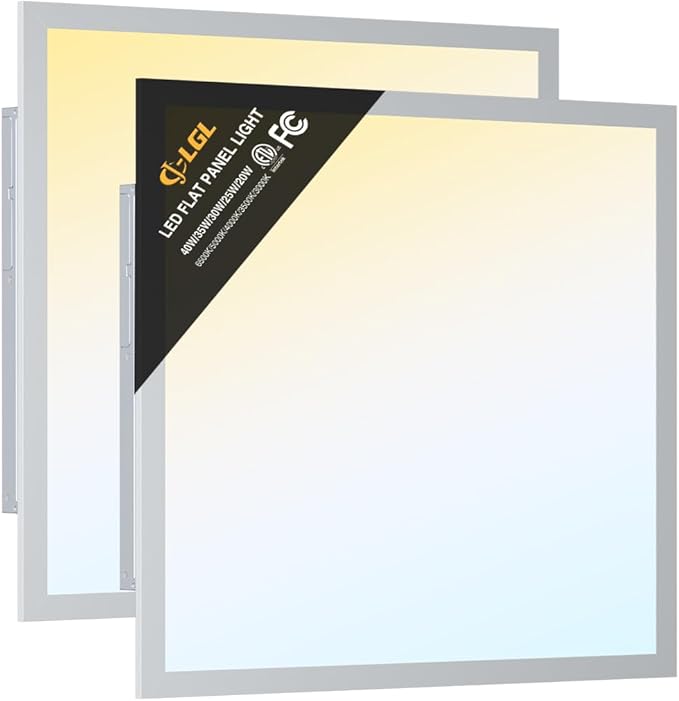 2x2 LED Flat Panel Light, 2 Pack Drop Ceiling Lights Fixture 5200LM, Selectable Features, 20W/25W/30W/35W/40W, 3000K/3500K/4000K/5000K/6500K, Dimmable (0-10V), for Office Kitchen, ETL Listed