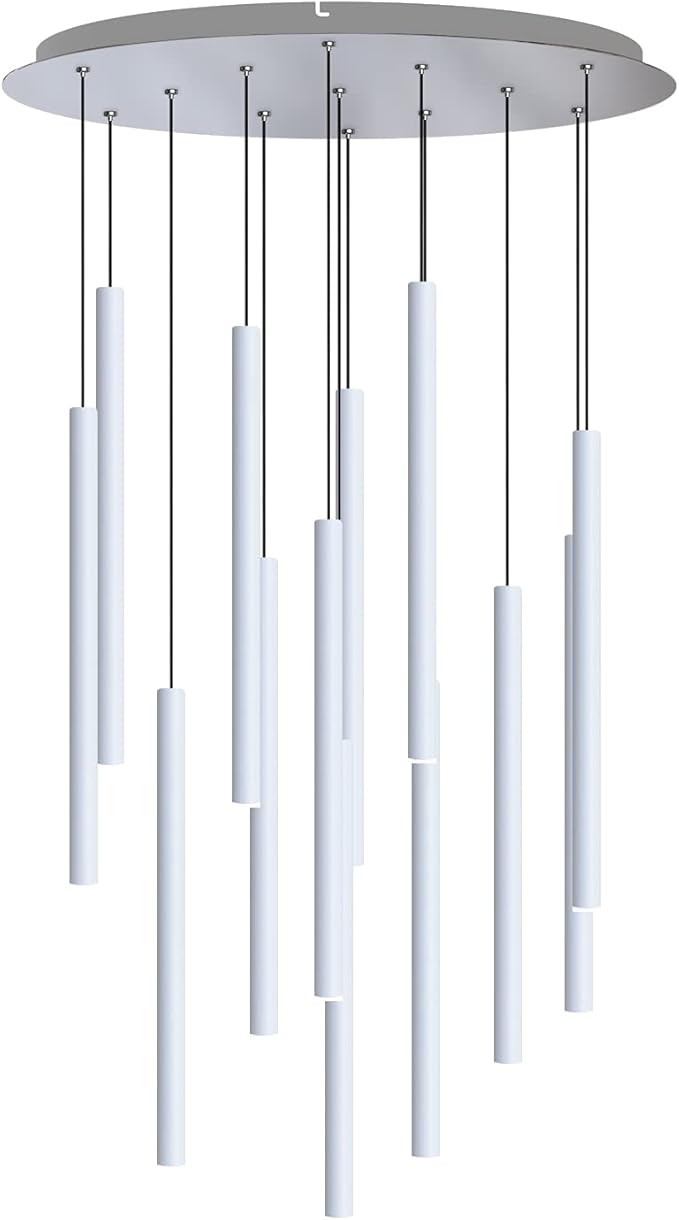 CANALIS 13 Mini Pendant Lighting White - LED Hanging Light Fixture for Kitchen Island, Bar, Foyer - Cluster Pendants - Dimmable, Adjustable Wire, Lamp Bulb Included