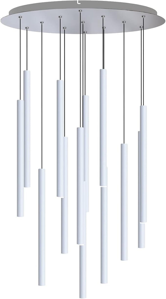 CANALIS 13 Mini Pendant Lighting White - LED Hanging Light Fixture for Kitchen Island, Bar, Foyer - Cluster Pendants - Dimmable, Adjustable Wire, Lamp Bulb Included
