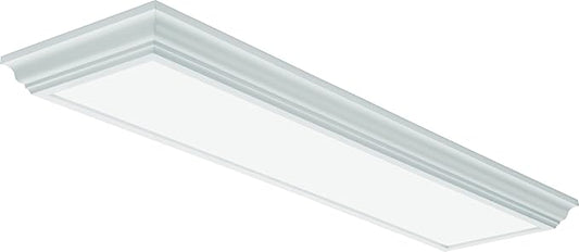 Lithonia Lighting Cambridge 4 Foot LED Kitchen Light Fixture, Linear Flush Mount Ceiling Light Fixture, 4000K Cool White, 3300 Lumens, 120 Volts, 39 Watts, Damp Listed, White (FMFL 30840 CAML WH)