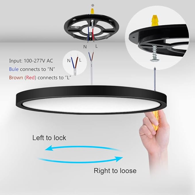 LED Flush Mount Ceiling Light Fixture, 8.9 Inch 18W, 4000K Daylight White, Black Flat Modern Round Lighting Fixtures, 1800LM, 180W Equivalent White Ceiling Lamp Lights for Kitchen, Stairwell, Bedroom