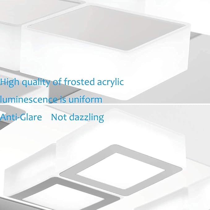 Ralbay 66inch Chrome Bathroom Vanity Lights Stainless Steel Acrylic LED Modern Chrome Bathroom Wall Lighting Fixtures
