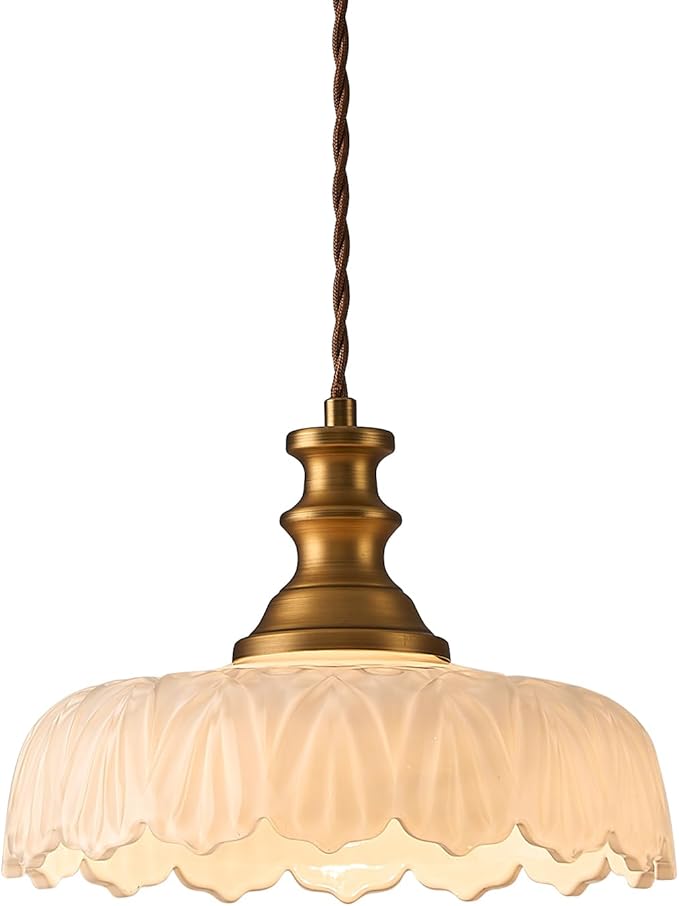 HDDFL Vintage Pendant Lights Fixture Modern Pendant Lighting Fixtures Hanging Lamp for Kitchen Island Bedroom Living Room Hallway White and Brass
