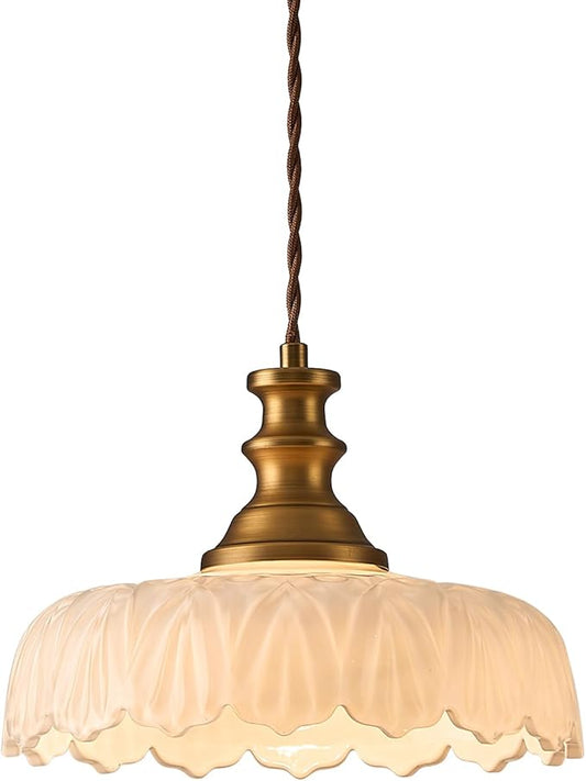 HDDFL Vintage Pendant Lights Fixture Modern Pendant Lighting Fixtures Hanging Lamp for Kitchen Island Bedroom Living Room Hallway White and Brass