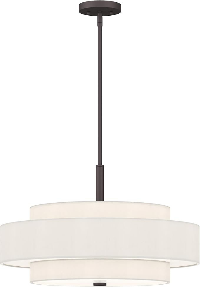 Livex Lighting Fabric Shade 50875-07 Meridian 5 Light Bronze Pendant