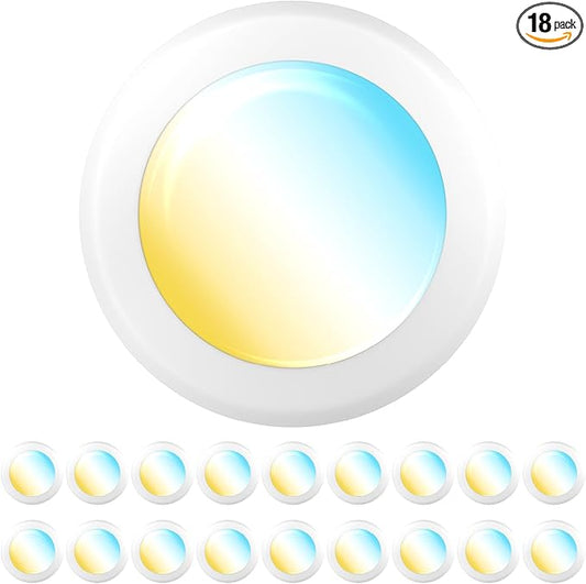 Sunco 18 Pack LED Disc Lights Ceiling 6 Inch, Flush Mount Disk Light, Recessed Can Lighting, 1050 LM, 15W (75W Equivalent), Selectable CCT 3000K/4000K/5000K/6000K/6500K, Dimmable, Damp Rated ETL