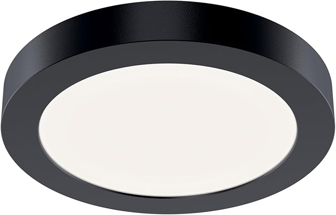 Kichler Ara 5.50" Modern Minimal Round LED Downlight in Black, for Wet Indoor Locations, Supplemental Lighting, Integrated LED, Edge-Lit Technology, 750 Lumens, Dimmable to 10%, 53005BK30