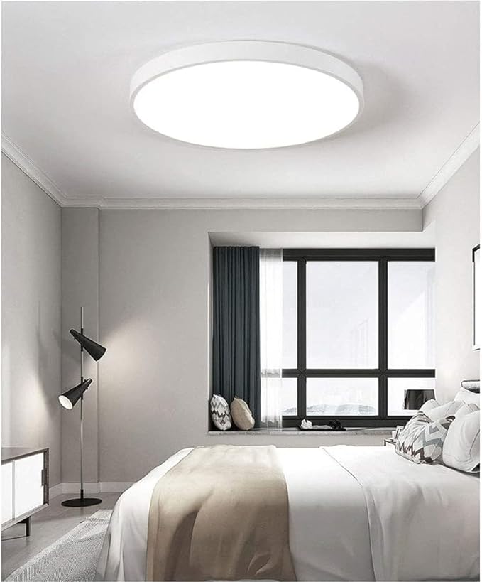 LED Flush Mount Ceiling Light Fixture Modern Minimalist Round Interior Lamp 6000-6500K Cold White Lighting Ultra-Thin 1.9 Inches Slim Suitable for Bedroom Loft Storage(White,Small)