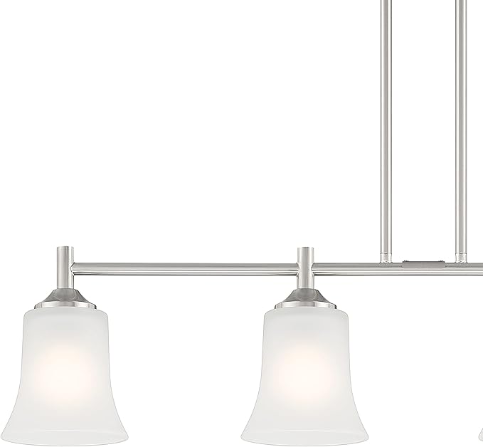 DESIGNERS FOUNTAIN Bronson 4-Light Kitchen Island Pendant Lights, 34 Inch Hanging Ceiling Fixture for Dining Room, Brushed Nickel, D278M-IS-BN