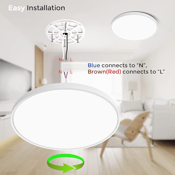 inShareplus 15.7inch LED Ceiling Light, 32W [320W Equiv] Nature White 4000K Flush Mount Ceiling Lights Fixture, 3800LM White Ceiling Lamp for Bedroom, Living Room, Kitchen, Office, Hallway