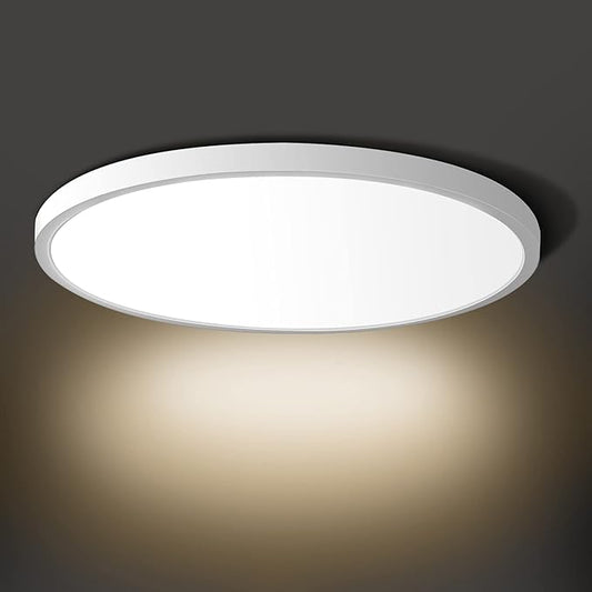 inShareplus LED Flush Mount Ceiling Light Fixture, 3200ML 4000k Natural White 12 Inch Flat Modern Ceiling Lighting, 24W(240W Equivalent), Used in Bedroom, Bathroom, Kitchen, Corridor, Etc