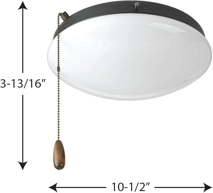 Progress Lighting 2-Light Ceiling Fan Light Kit for AirPro Collection Ceiling Fans, Modern Tranisitonal Style with Wide Low Profile Opal Glass Diffuser, Includes 2 LED Light Bulbs, Graphite