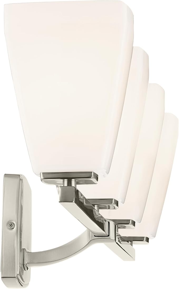 Kichler Marant 33.25" 4-Light Bathroom Vanity Light Fixture with Opal Glass in Brushed Nickel for Modern Powder Room Over Mirror (33.25 in W x 9.5 in H), 55217NI