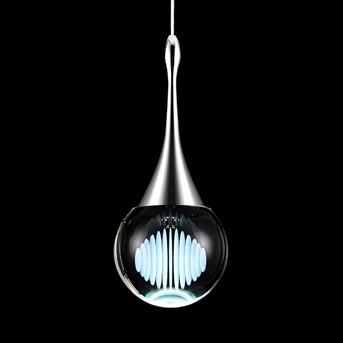 CHYING Modern LED Crystal Pendant Light Chrome Teardrop Kitchen Island Lights Fixture 6000k Cool White Globe Ceiling Hanging Lighting for Living Room Dining Room Bedroom Bathroom