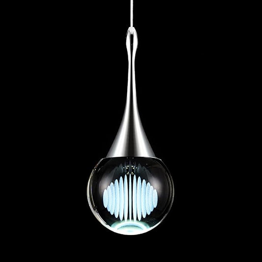 CHYING Modern LED Crystal Pendant Light Chrome Teardrop Kitchen Island Lights Fixture 6000k Cool White Globe Ceiling Hanging Lighting for Living Room Dining Room Bedroom Bathroom