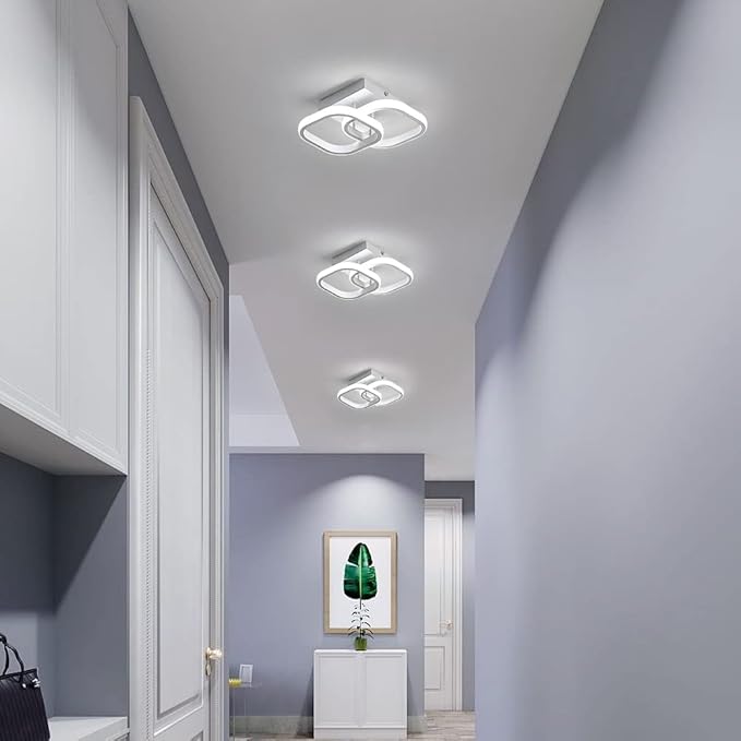 Hallway Light Square LED Ceiling Lights 9 Inch Small White Acrylic Modern Ceiling Light for Bedroom Bathroom Kitchen Balcony Corridor Stair Aisle(Cool White)