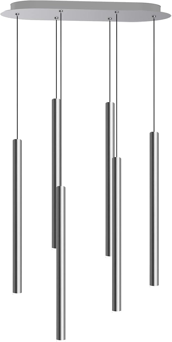 CANALIS 6 Mini Pendant Lighting Nickel - LED Hanging Light Fixture for Kitchen Island, Bar, Foyer - Cluster Pendants - Dimmable, Adjustable Wire, Lamp Bulb Included