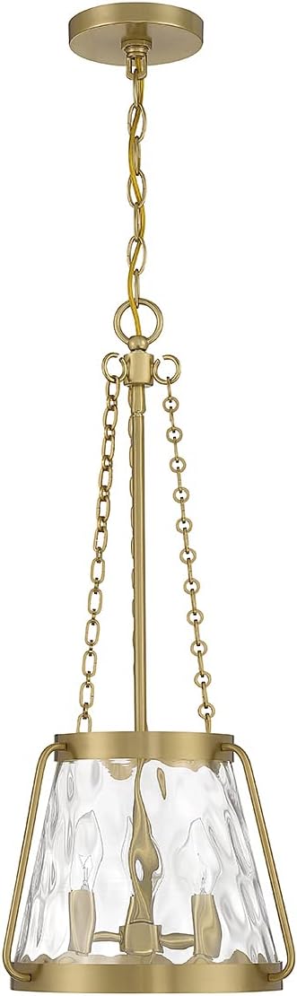 Savoy House 7-1803-3-322 Crawford Vintage Traditional Coastal Clear Water Glass Pendant, 3-Light 180 Total Watts, 26" H x 12" W, Warm Brass