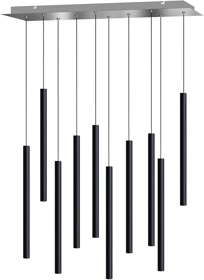 CANALIS 10 Mini Pendant Lighting Black - LED Hanging Light Fixture for Kitchen Island, Bar, Foyer - Cluster Pendants - Dimmable, Adjustable Wire, Lamp Bulb Included