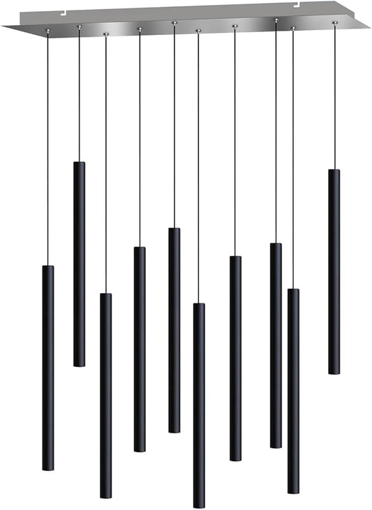 CANALIS 10 Mini Pendant Lighting Black - LED Hanging Light Fixture for Kitchen Island, Bar, Foyer - Cluster Pendants - Dimmable, Adjustable Wire, Lamp Bulb Included