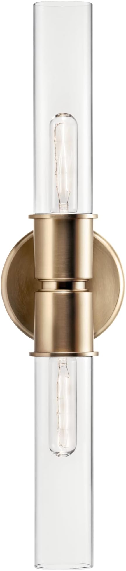 Kichler Aviv 2-Light Wall Sconce, Modern Light with Clear Glass in Champagne Bronze, for Bedroom, Laundry Room, Kitchen or Hallway (24" x 5.5"), 52654CPZ