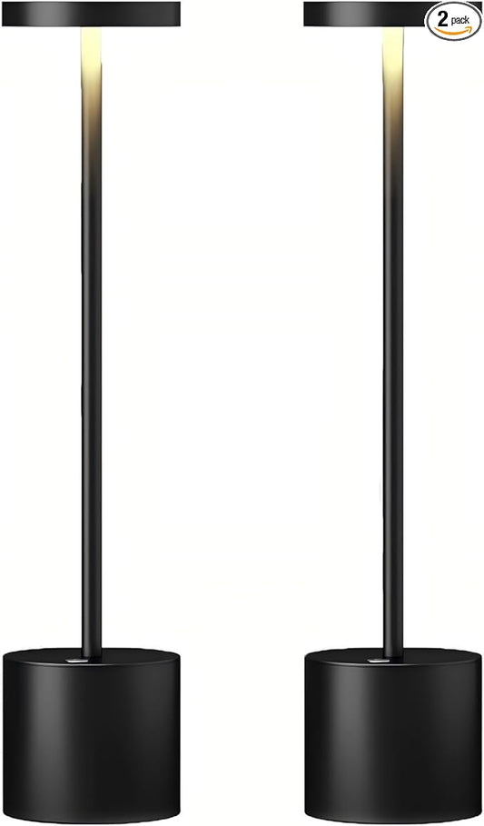 Cordless Rechargeable Battery Operated Dining Table Lamp 6000 mAh LED Desk Lamps 13.5 inches 3-Level Light Color Adjustable Dimmable Brightness for Reading/Restaurant/Study, Pack of 2