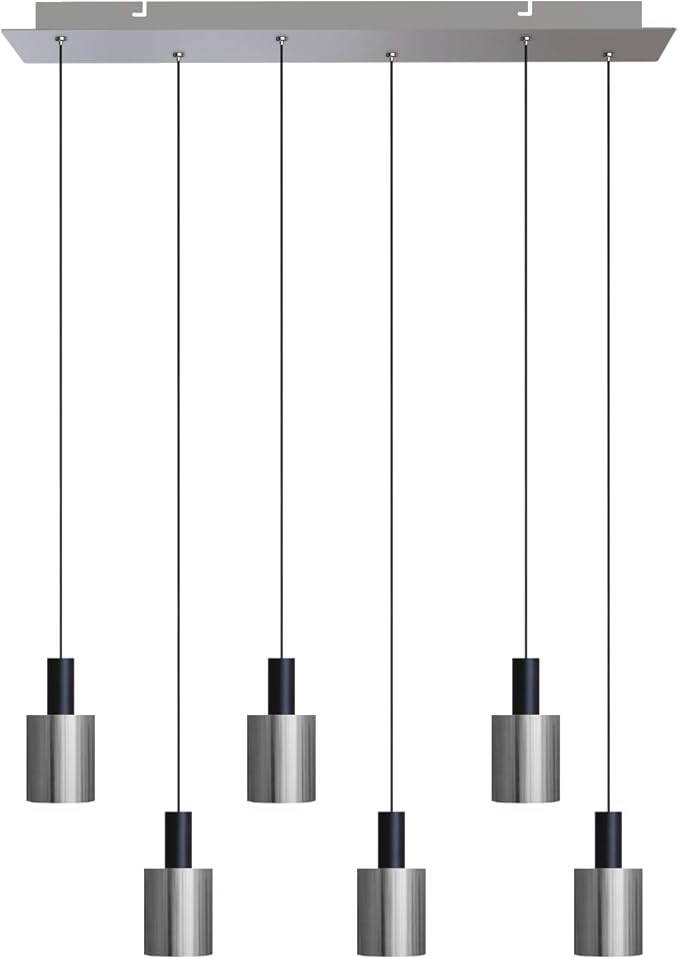 Virgo 6 Mini Pendant Lighting Black-Nickel - LED Hanging Light Fixture for Kitchen Island, Bar, Foyer - Cluster Pendants - Dimmable, Adjustable Wire, Lamp Bulb Included