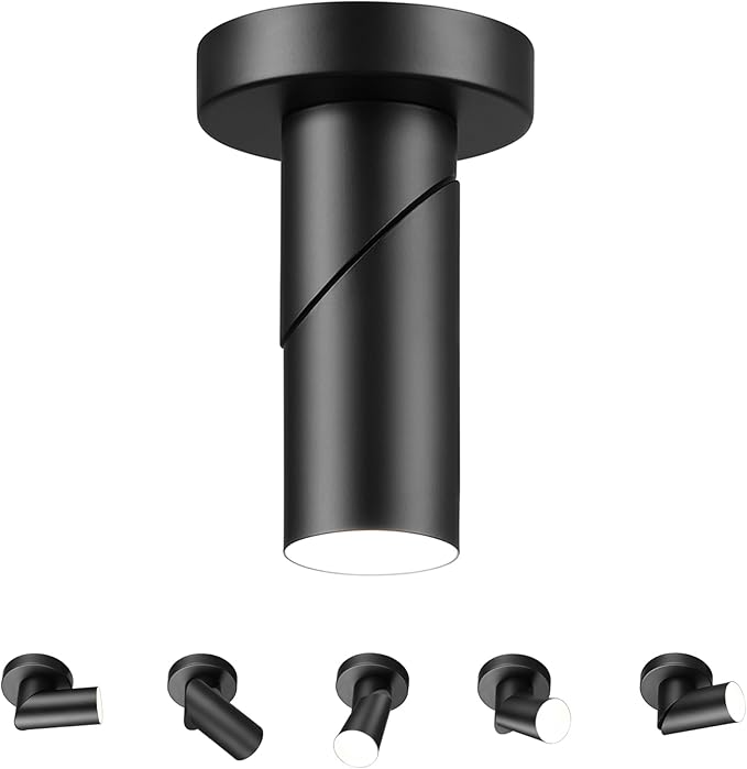 Globe Electric 64000113 4.5" Convertible Wall or Ceiling Mount LED Integrated Track Lighting Spotlight, Matte Black, Adjustable Pivoting Head, 9W, 500 Lumens, 3000 Kelvin, Dimmer Switch Compatible