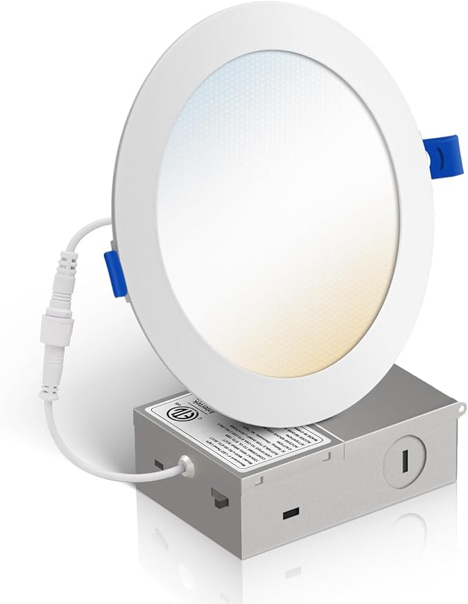 Recessed Lighting 6 Inch 1Pack, 5CCT 2700K-5000K Anti-Glare LED Can Lights, 12W 1080LM High Brightness Dimmable Recessed Lights, Easy-to-Install Wafer Light with Junction Box, ETL & FCC & IC