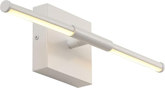JONATHAN Y 16.25" White Modern Dimmable Integrated LED Wall Sconce, Minimalist Adjustable Metal Vanity Light for Bathroom Mirror, Bedroom, Hallway, 3000K, ETL Listed (JYL7039G)